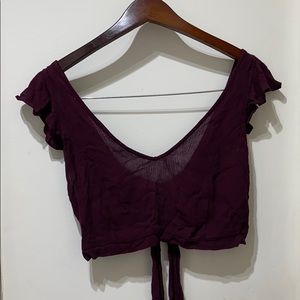 Kendall & Kylie Large Burgundy Tie Crop Top
